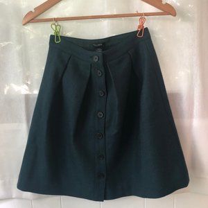 Forest Green Wool A-Line Skirt